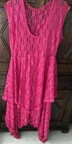 Roze, rode, fuchsia jurk open werkje 'punten'; oto 56 cm, Ophalen of Verzenden, Zo goed als nieuw, Roze, Jurk