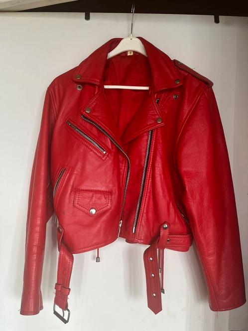 Dames Leren jas, Kleding | Dames, Jasjes, Kostuums en Pakken, Zo goed als nieuw, Rood, Ophalen