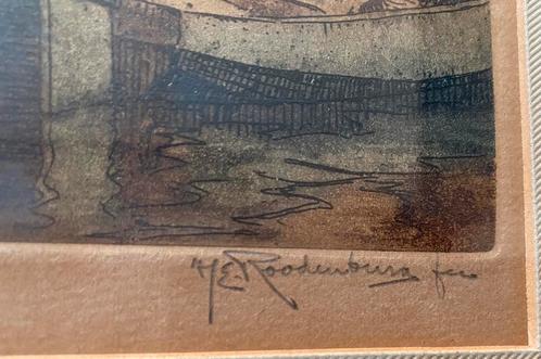 Hendrikus Elias Roodenburg kleurenets Uterecht, Antiek en Kunst, Kunst | Etsen en Gravures, Verzenden