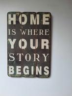 Houten bord home is where your story begins, Huis en Inrichting, Woonaccessoires | Tekstborden en Spreuken, Ophalen of Verzenden