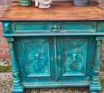 Uniek buffetkastje dressoir vintage India Ibiza stijl blauw, Huis en Inrichting, Kasten | Dressoirs, Ophalen, Zo goed als nieuw
