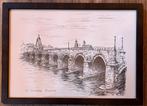 ‘Sint Servaasbrug Maastricht’ Pentekening prent Schiffeleers, Ophalen of Verzenden