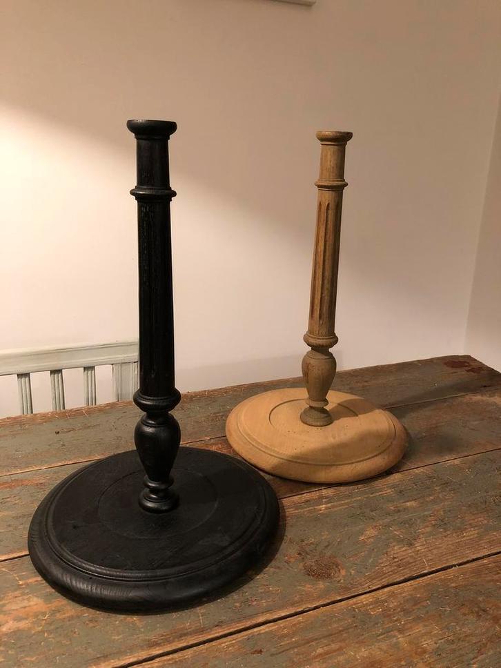 LAMPENVOET HOUT 2 STUKS CANNELÉ LAMP, Antiek en Kunst, Antiek | Lampen, Ophalen of Verzenden