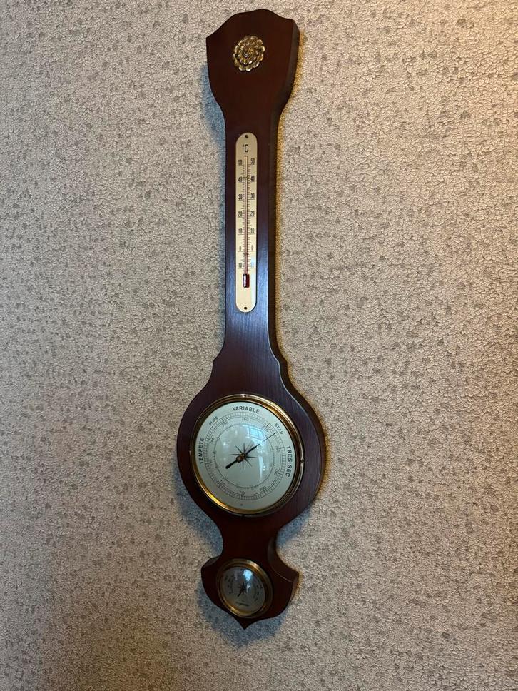 Vintage Weerstation - Barometer, Thermometer, Hygrometer, Huis en Inrichting, Woonaccessoires | Thermometers, Gebruikt, Binnenthermometer