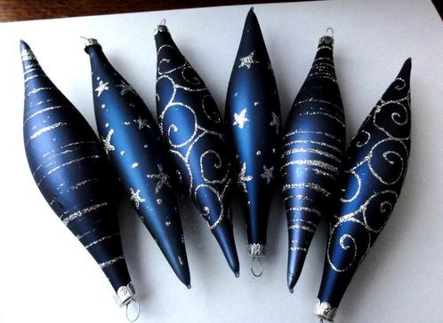 6 Prachtige Vintage glazen kerstboom pegels, Diversen, Kerst, Zo goed als nieuw, Verzenden