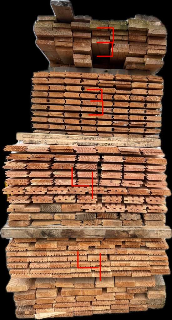 Restpartijen douglashout rhombus dakbeschot vlonder balken, Tuin en Terras, Palen, Balken en Planken, Zo goed als nieuw, Planken