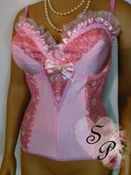 Pink Di Lorenzo lingerie 80s boned corset  top Lace Diamanté, Handmade, Verzenden, Roze, Body of Korset