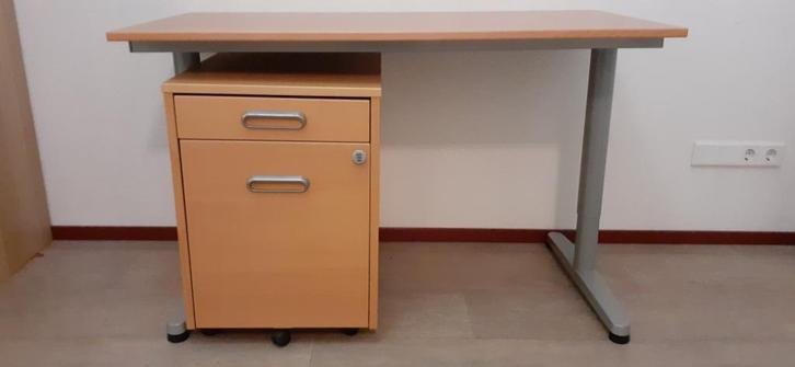 Tafel + ladekastje - gratis afhalen., Huis en Inrichting, Bureaus, Zo goed als nieuw, Bureau, Met wielen, Ophalen