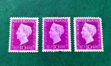 Nederland 10c | Wilhelmina | Karmijn | Zeer Fraai | 3 stuks beschikbaar voor biedingen