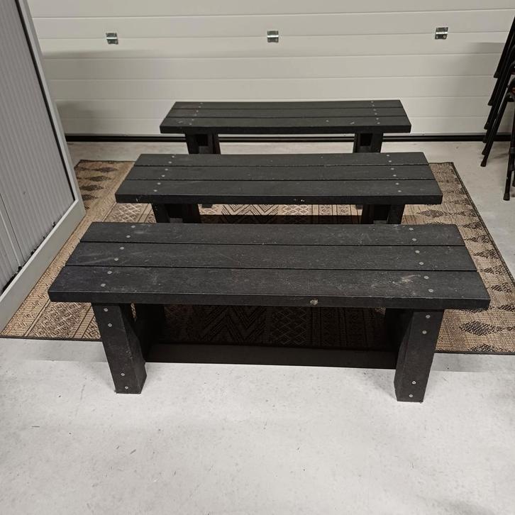 3 x kunststof tuinbankje ( B = 120 cm ) tuin bank, Tuin en Terras, Tuinbanken, Gebruikt, Kunststof, Ophalen