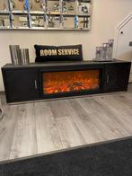 Modern Vissengraad TV Meubel met sfeerhaard nieuw, Ophalen of Verzenden, Nieuw, Inzethaard, Elektrische haard
