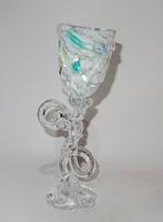 Yvon Trossél - unica wijnglas / glasobject blauw wit, Antiek en Kunst, Ophalen of Verzenden