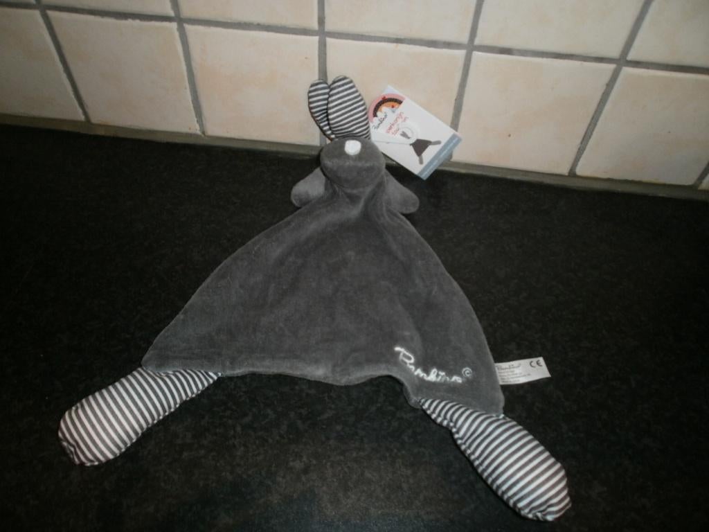 bambino konijn donker grijs gestreepte oren poten knisper, Ophalen of Verzenden, Nieuw, Konijn