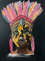 Afrikaans Schilderij (SALE) - Acryl op doek 60x80cm, Antiek en Kunst, Kunst | Schilderijen | Modern, Ophalen of Verzenden