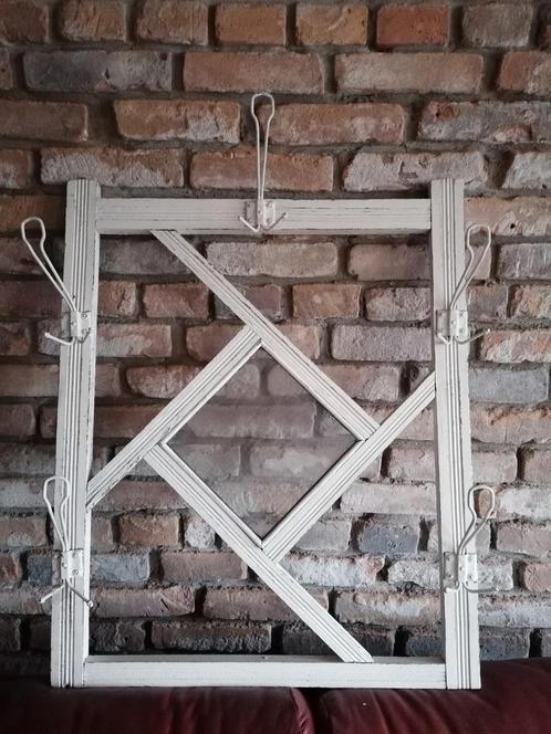 Brocante frans houten kapstok keukenrek rek haken 75x80, Antiek en Kunst, Curiosa en Brocante, Ophalen of Verzenden