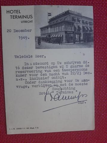 bijzondere briefkaart Utrecht Hotel Terminus, 1940-1949