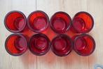 8 rode waxinelichtjes, Huis en Inrichting, Woonaccessoires | Kandelaars en Kaarsen, Ophalen, Overige materialen, Nieuw, Rood