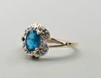 Gouden Vintage ring edelsteen topaas en diamant. 2025/359., Blauw, ., Ophalen of Verzenden, Zo goed als nieuw