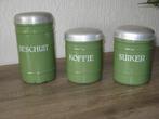 emaille  beschuit, koffie en suikerbus reseda groen, Ophalen of Verzenden