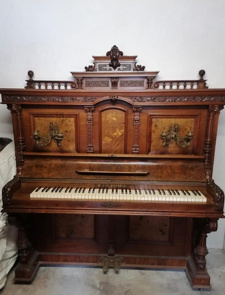 antieke houten piano, Muziek en Instrumenten, Piano's, Gebruikt, Piano, Bruin, Ophalen