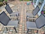 Bois Le Duc 4 tuinstoelen aluminium antraciet, Ophalen, Gebruikt, Aluminium