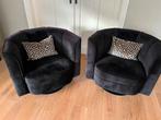 Dutchbone draai fauteuils zwart, Huis en Inrichting, Fauteuils, Ophalen, Gebruikt, Minder dan 75 cm, 50 tot 75 cm