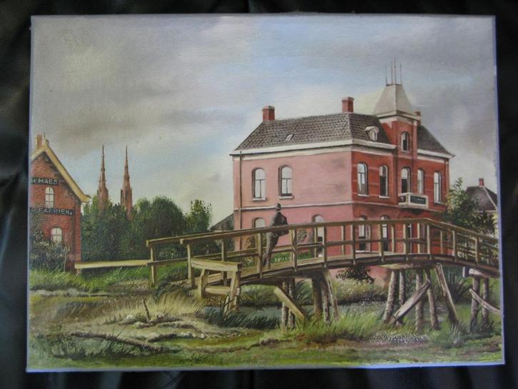 Frits van de Kerkhof, villa De Haes en Dommelbrug Eindhoven, Antiek en Kunst, Kunst | Schilderijen | Klassiek, Ophalen of Verzenden
