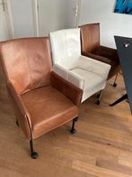 Leren dinerstoelen, Huis en Inrichting, Stoelen, Ophalen, Zo goed als nieuw, Bruin, Eén