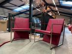 2 Arco Spine Fauteuils Roze leer Design stoel