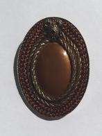 Vintage 80'er jaren ovale bruine broche, Overige materialen, 4 tot 7 cm, Gebruikt, Bruin