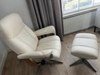 Stressless Relaxfauteuil met Hocker - Licht Beige Leer, Ophalen, Minder dan 75 cm, Leer, Zo goed als nieuw