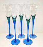 5 Scandinavische tweekleurige champagneglazen 1970-1980, Ophalen of Verzenden