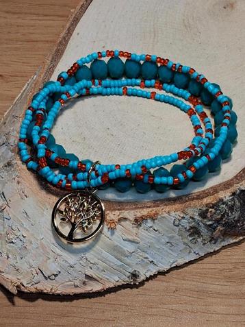 armbandjes turquoise oranje kraaltjes life tree (open) beschikbaar voor biedingen