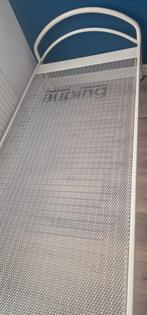 Auping bed eenpersoonsbed metaal beige crème spiraalbodem, Ophalen, 90 cm, Eenpersoons, Zo goed als nieuw