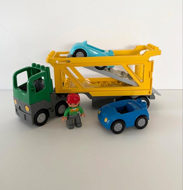 Duplo Autotransporter met Auto's en Figuur, Kinderen en Baby's, Speelgoed | Speelgoedvoertuigen, Gebruikt, Ophalen of Verzenden