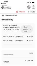 2x tickets Khatia Buniatishvili 25 mei Amsterdam, Tickets en Kaartjes, Twee personen