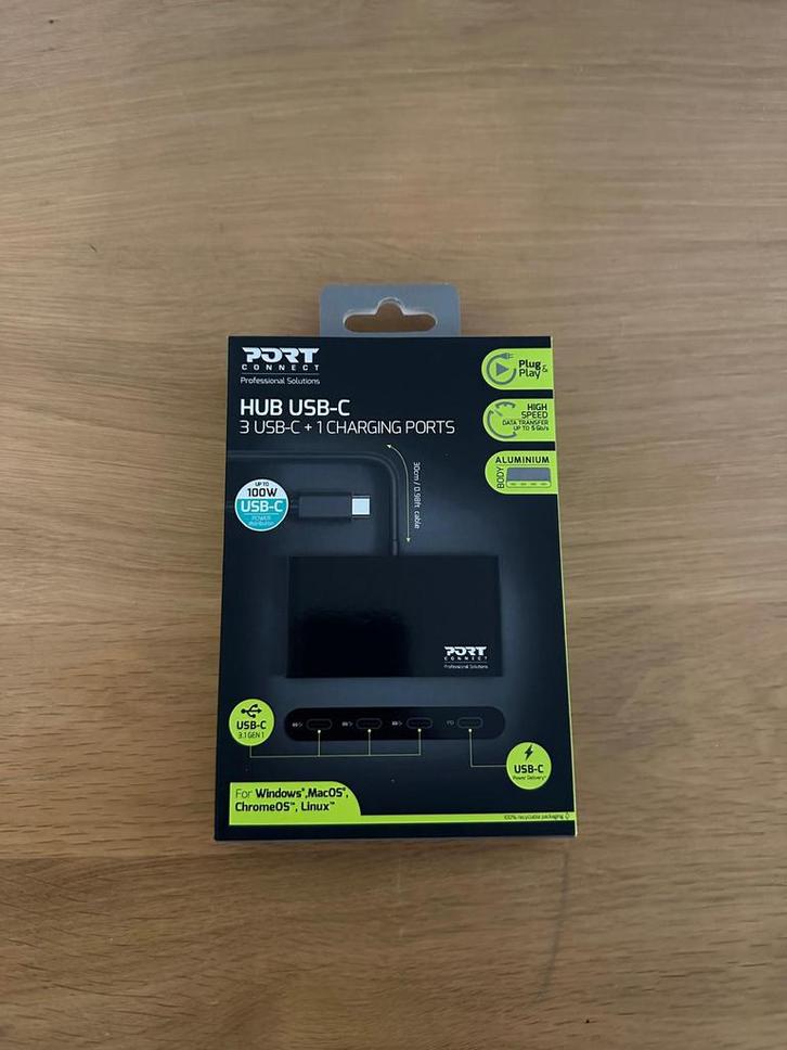 Port Connect Hub USB C / 3 USB C en 1 USB C Charging Ports, Audio, Tv en Foto, Fotografie | Accu's en Batterijen, Nieuw, Ophalen of Verzenden