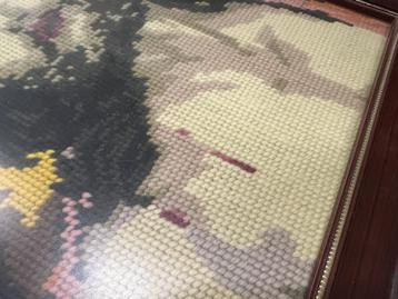 geborduurd wandpaneel “Christus” – gobelin met lijst en glas beschikbaar voor biedingen