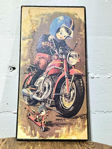 Vintage 60s / 70s 'Poulbot' Character on Motorcyle - Signed  beschikbaar voor biedingen