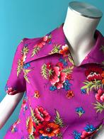 Vintage jaren 70 jurk fuchsia met bloemen maat 36, Verzenden, Vintage, Knielengte, Roze