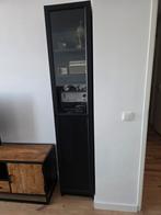 Zwarte eikenpatroon vitrinekast met glazen deur zgn.., Ophalen, Minder dan 50 cm, Met deur(en), 200 cm of meer