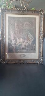 Oude prent in lijst achter glas, Ophalen of Verzenden