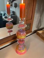 Vintage Glazen Kandelaar - Heldere Kleuren - 33cm, Ophalen, Overige materialen, Overige kleuren, 25 tot 50 cm