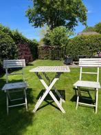 Bistroset / balkonset: tafel en twee stoeltjes, Tuin en Terras, Tuinsets en Loungesets, Gebruikt, Bijzettafel, Tuinset, Hout
