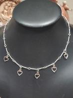 Art Deco zilveren gedraaide schakelketting met hartjes, Sieraden, Tassen en Uiterlijk, Antieke sieraden, Verzenden, Overige materialen