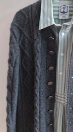 Heren vest handgebreid in diverse kabel motieven mt L, Maat 52/54 (L), Tracht und Heimat, Ophalen of Verzenden, Grijs