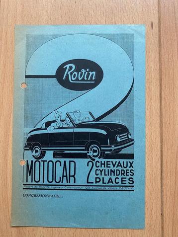 Rovin D3  -  uit 1948  -  Dwergauto - Folder - Brochure beschikbaar voor biedingen