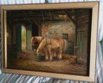 Paarden in de stal ca. 1950 - ges. G. Stevens, Antiek en Kunst, Kunst | Schilderijen | Klassiek, Ophalen of Verzenden