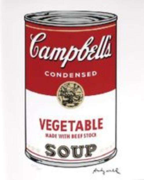 Andy Warhol(1928)Lithografie"Campbel Vegetable Soup" Ges Gen, Antiek en Kunst, Kunst | Litho's en Zeefdrukken, Ophalen of Verzenden