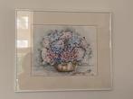 Aquarel pot met hortensia’s Trudy Huyskamp, Antiek en Kunst, Ophalen